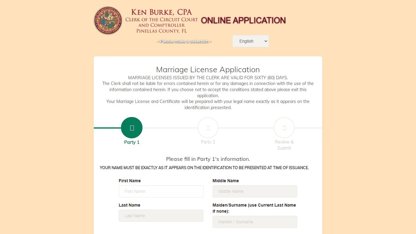 Pinellas County Marriage License Application - mypinellasclerk.org