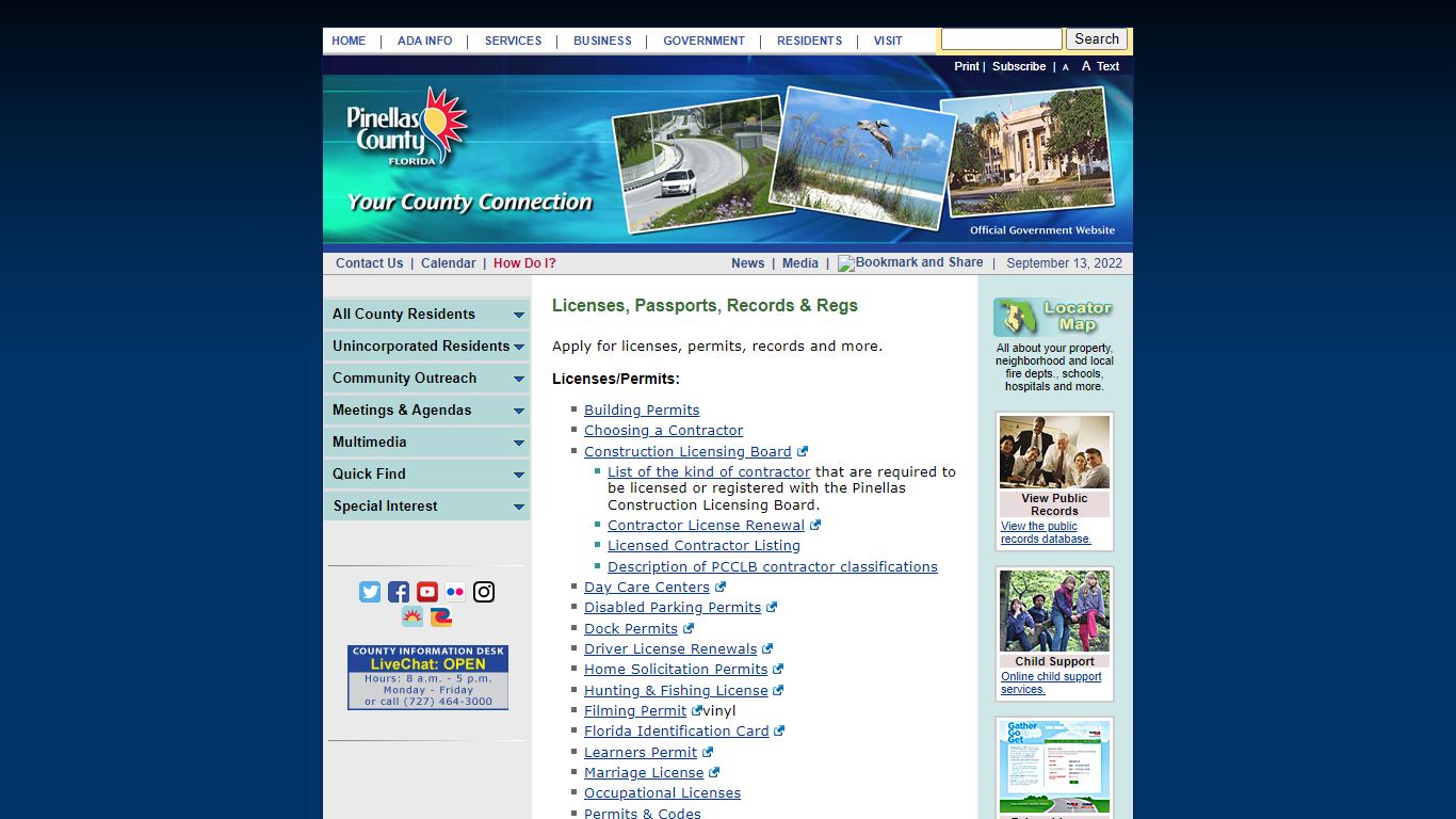 Licenses, Passports, Records & Regs - Pinellas County, Florida